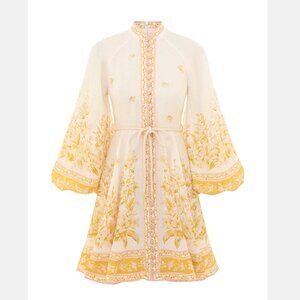 Zimmermann Gold Buttoned Mini Dress